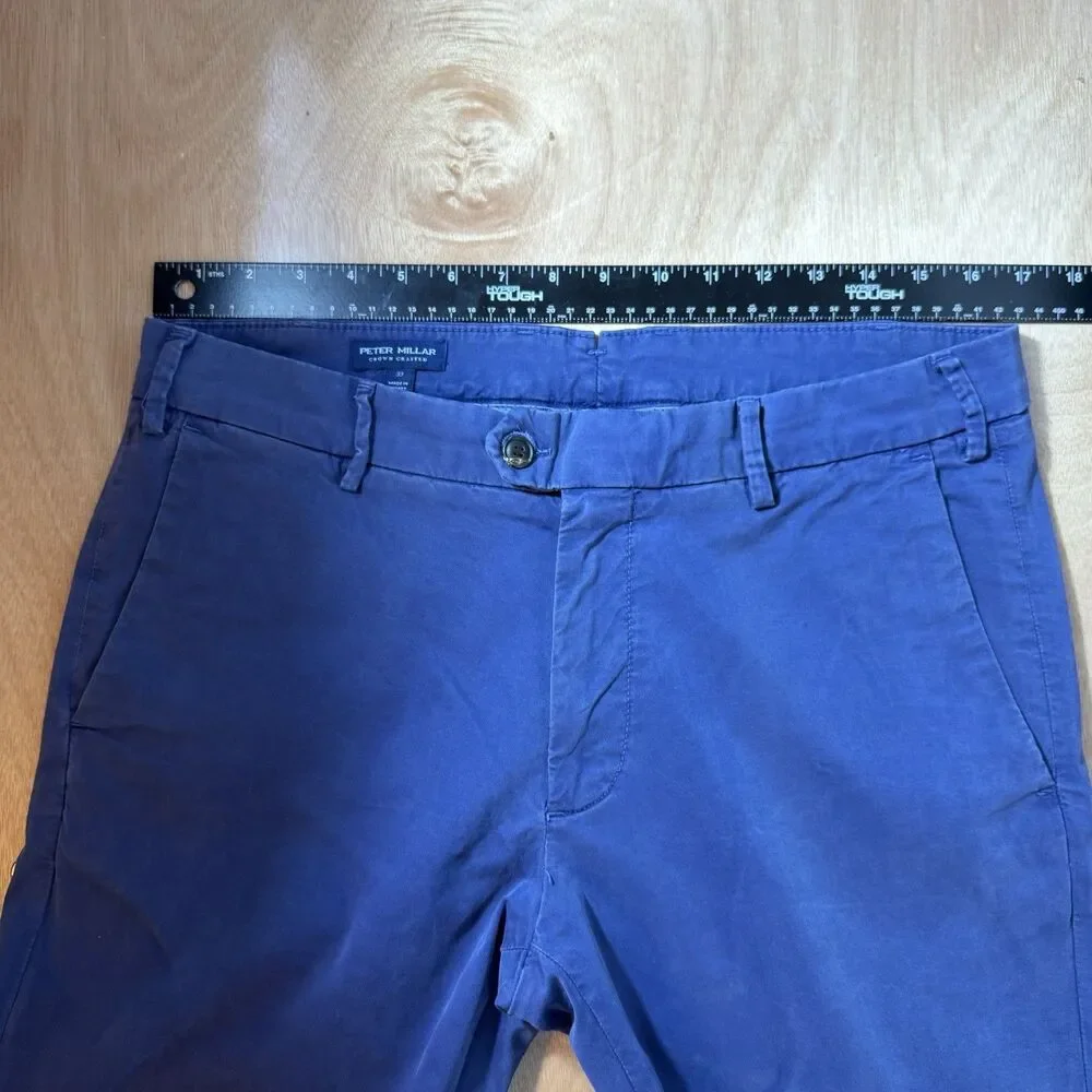 Peter Millar Crown Crafted Men's Size 33 Blue Performance Pants Golf Chino